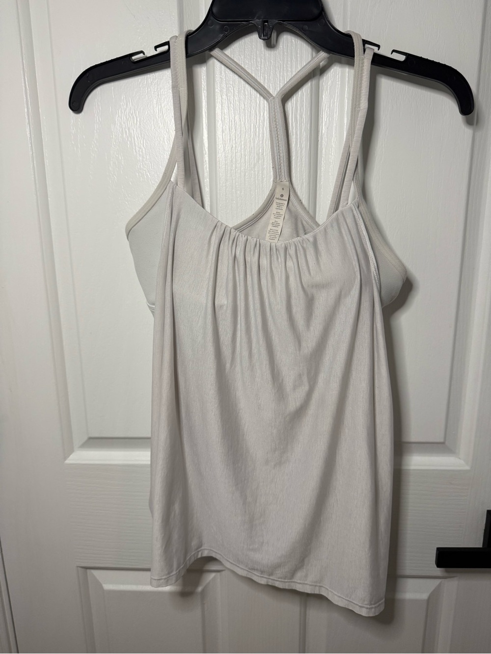lululemon athletica White Double-Strap Gathered Front Tank built in bra with pad